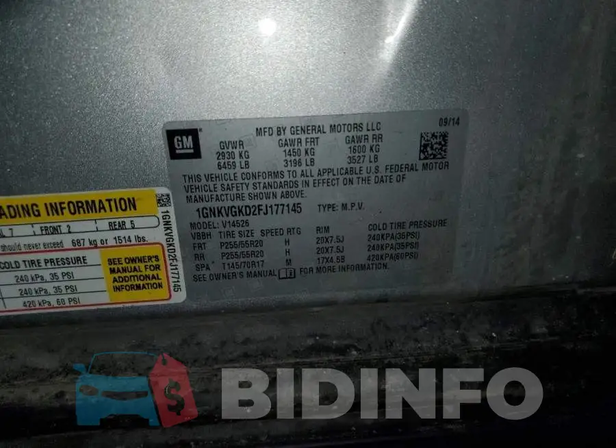 1GNKVGKD2FJ177145 Photo# 13