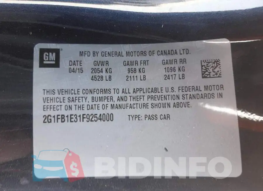 2G1FB1E31F9254000 Photo# 10