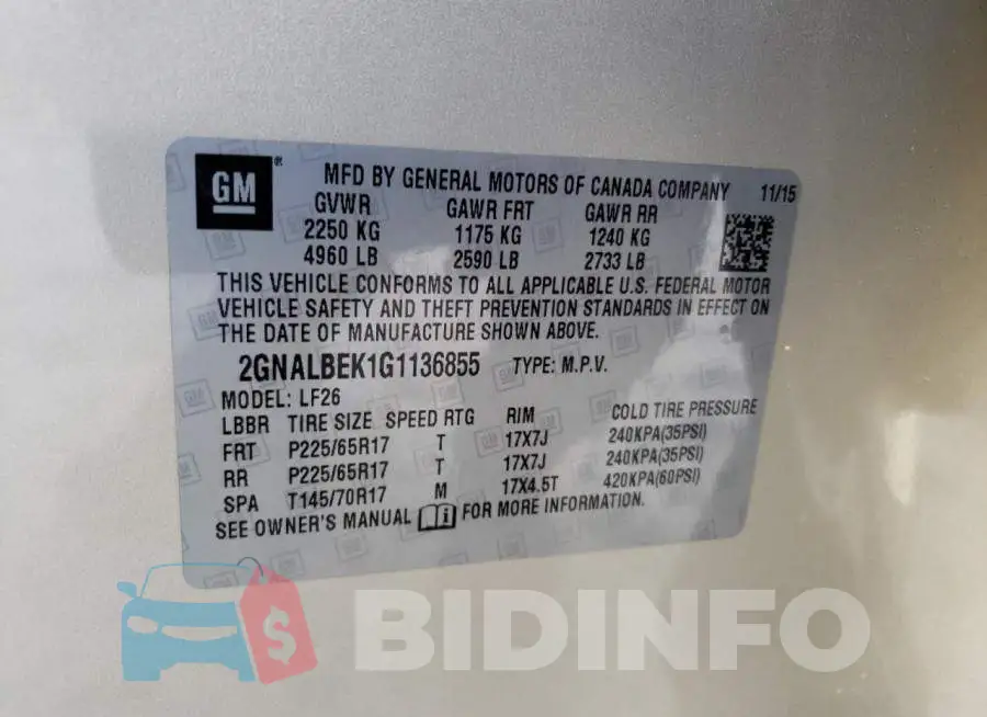 2GNALBEK1G1136855 Photo# 10