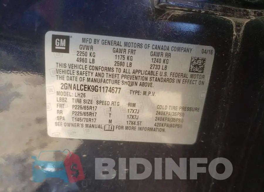 2GNALCEK9G1174677 Photo# 10