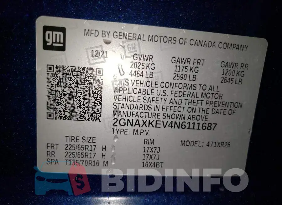2GNAXKEV4N6111687 Photo# 13