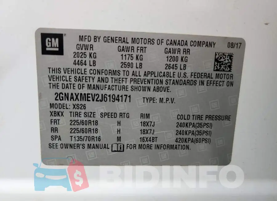 2GNAXMEV2J6194171 Photo# 13