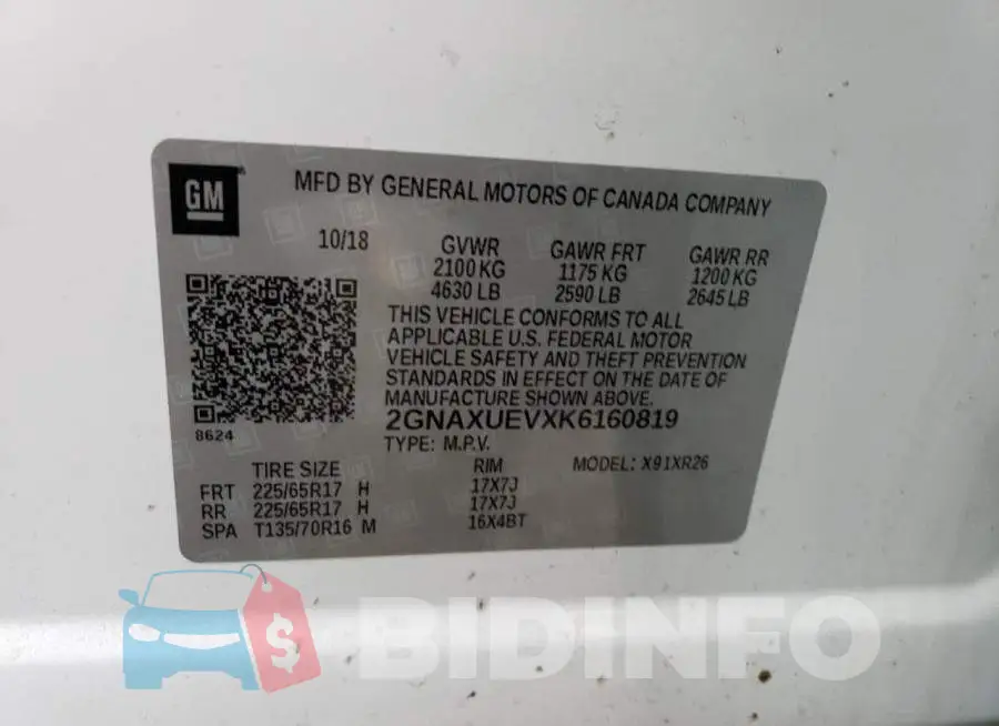 2GNAXUEVXK6160819 Photo# 13