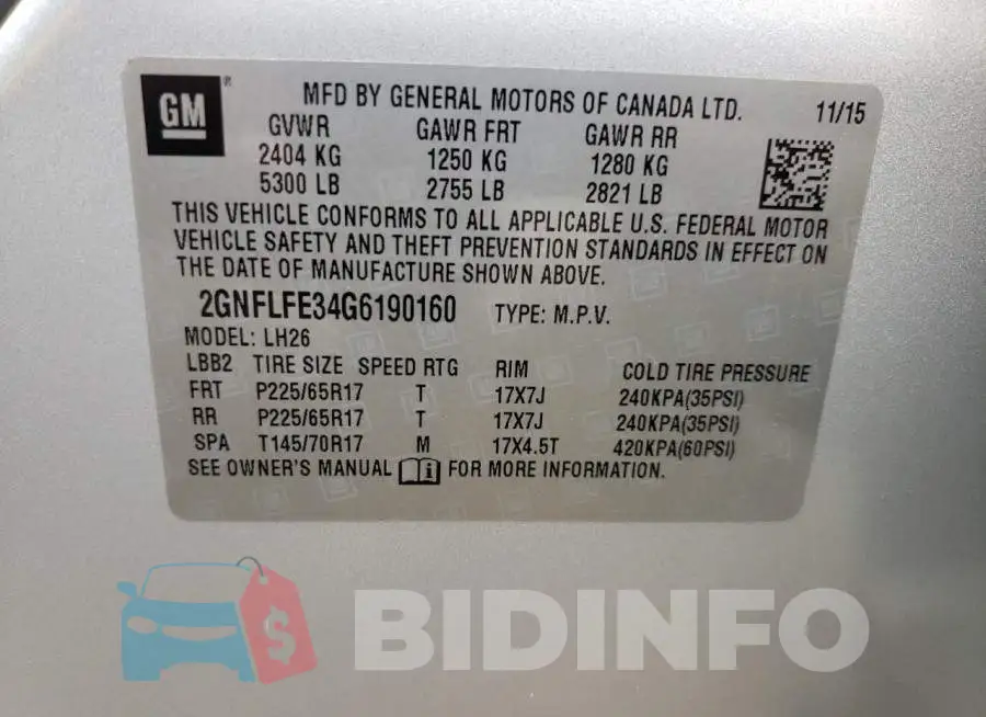 2GNFLFE34G6190160 Photo# 10