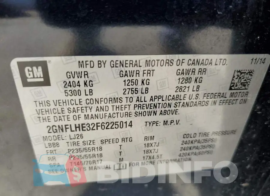 2GNFLHE32F6225014 Photo# 10