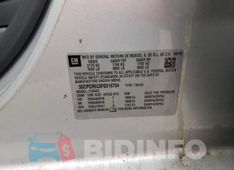3GCPCREC8FG518794 Photo# 10
