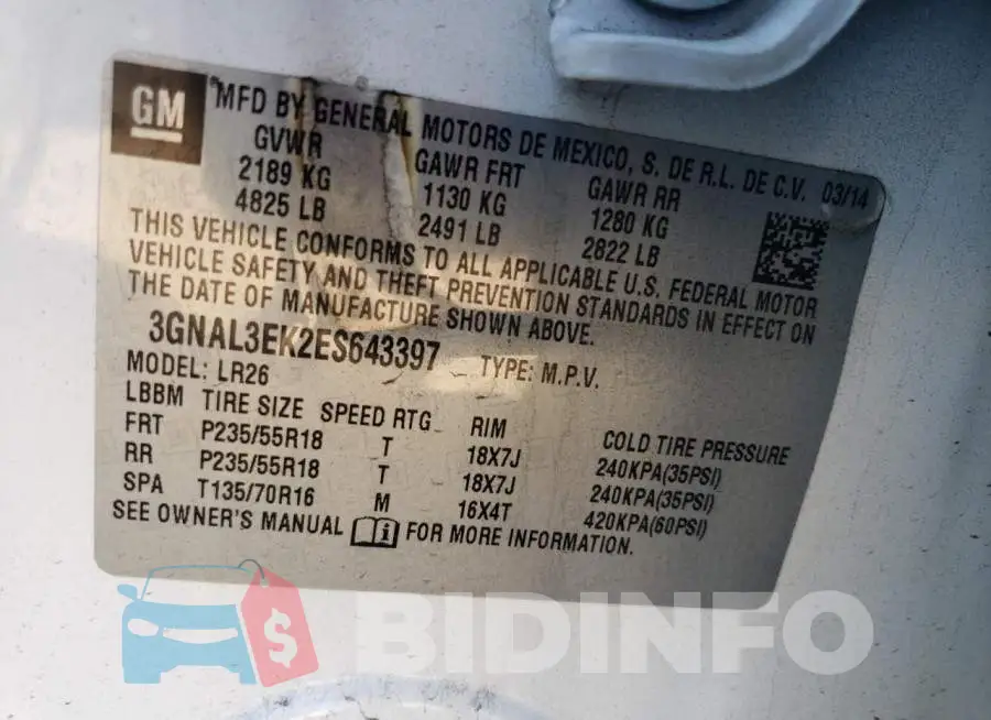 3GNAL3EK2ES643397 Photo# 10