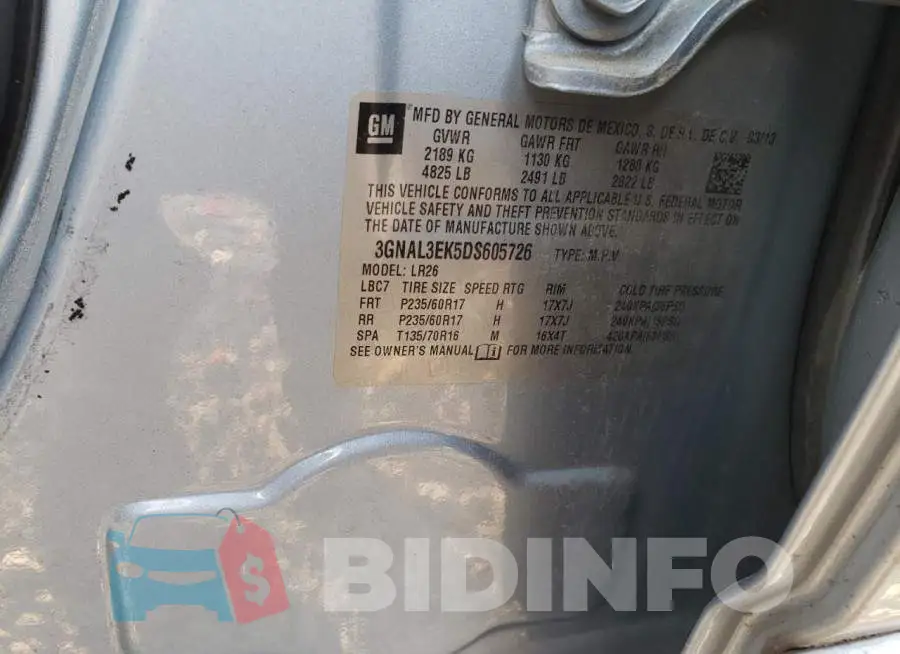 3GNAL3EK5DS605726 Photo# 10
