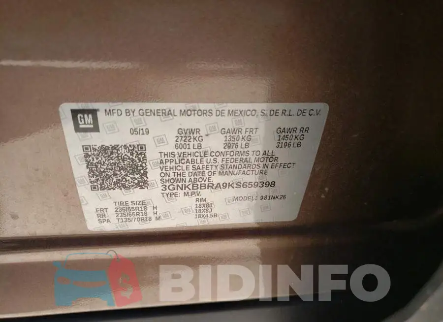 3GNKBBRA9KS659398 Photo# 10