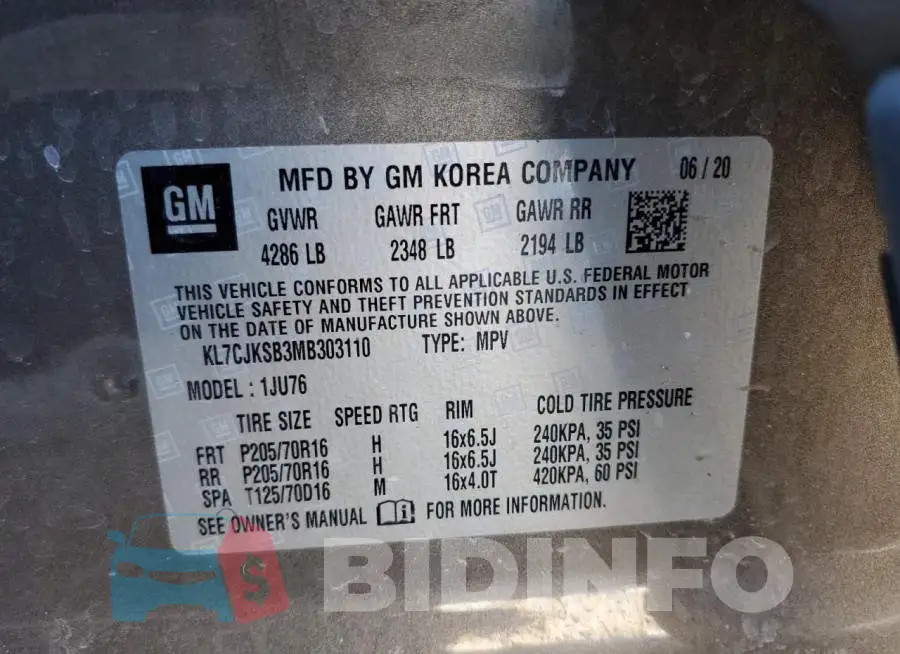 KL7CJKSB3MB303110 Photo# 14