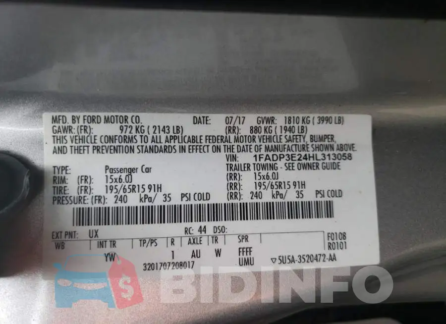 1FADP3E24HL313058 Photo# 10