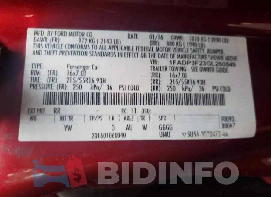 1FADP3F23GL260849 Photo# 10