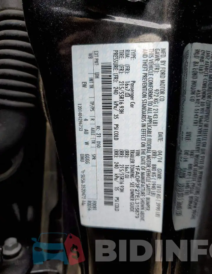 1FADP3F27EL315879 Photo# 12