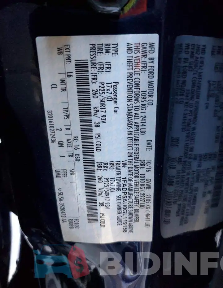 1FADP5AU0GL119158 Photo# 13