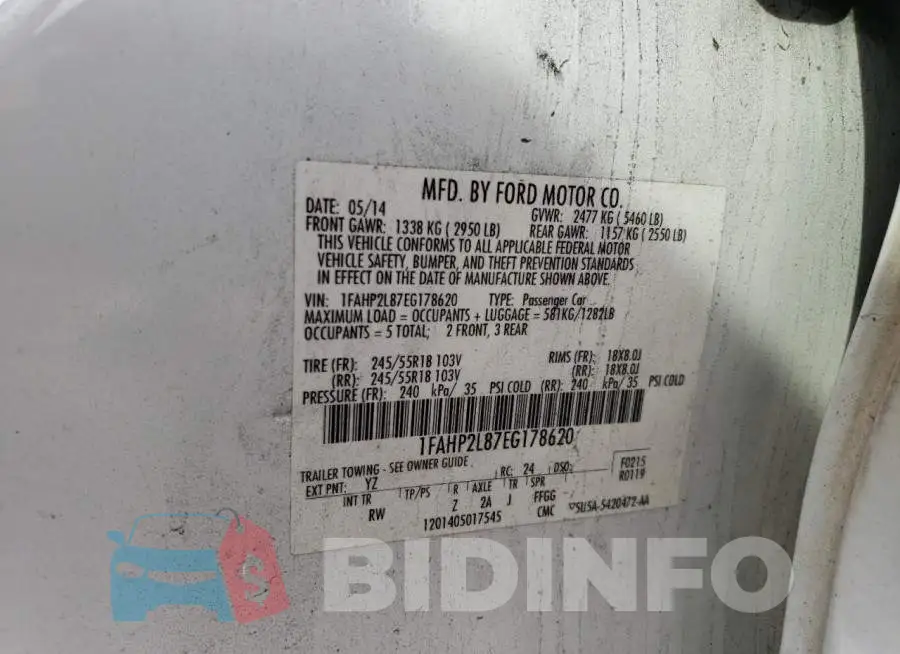 1FAHP2L87EG178620 Photo# 10