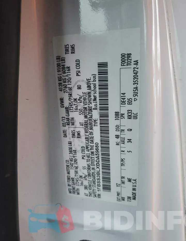 1FBSS3BLXDDA59880 Photo# 13