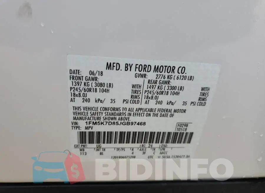 1FM5K7D85JGB97468 Photo# 14