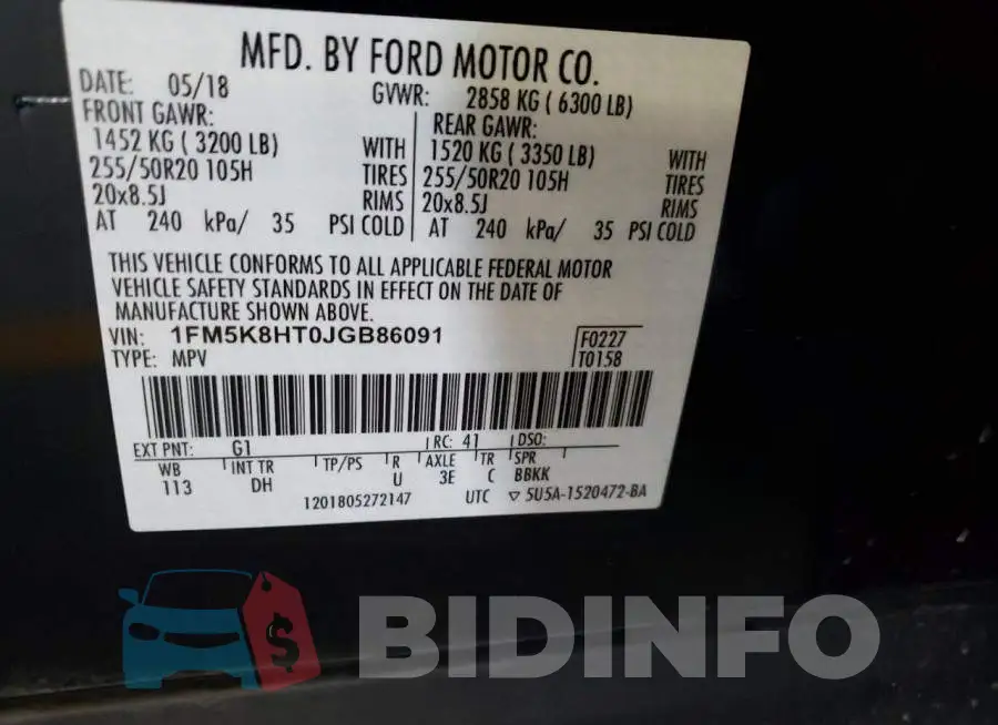 1FM5K8HT0JGB86091 Photo# 10