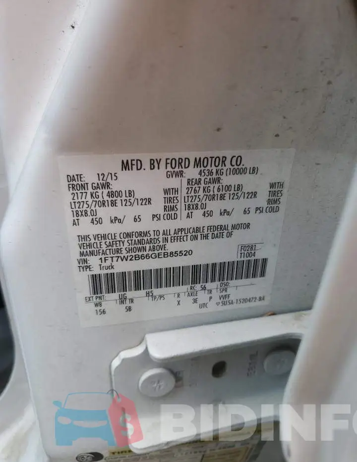 1FT7W2B66GEB85520 Photo# 12