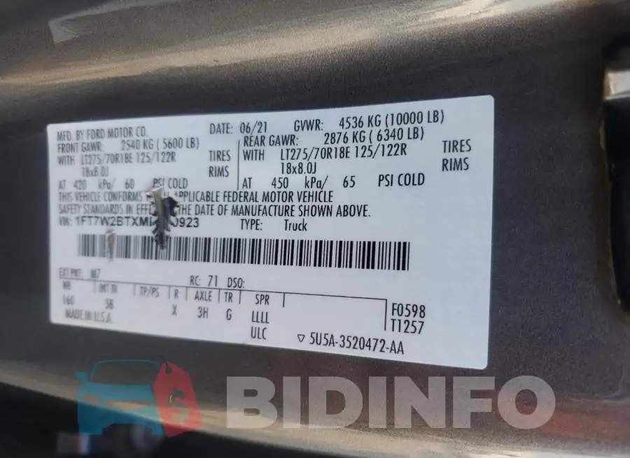 1FT7W2BTXMED90923 Photo# 10