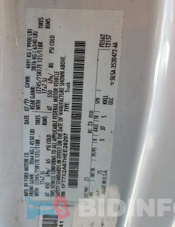 1FT7X2A67HEE28297 Photo# 10