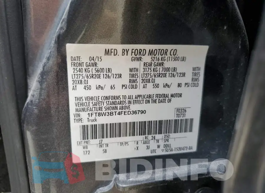 1FT8W3BT4FED36790 Photo# 10