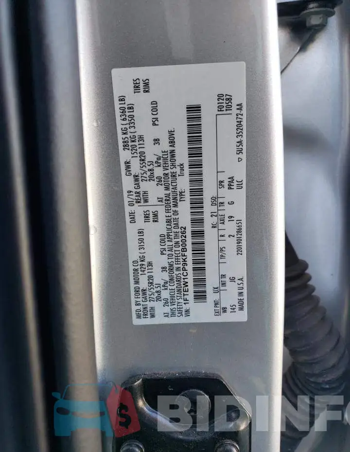 1FTEW1CP9KFB00262 Photo# 10
