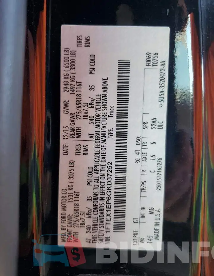 1FTEX1EP6GKD37252 Photo# 12
