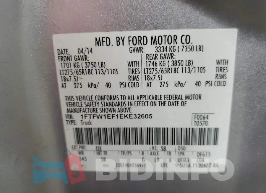 1FTFW1EF1EKE32605 Photo# 10