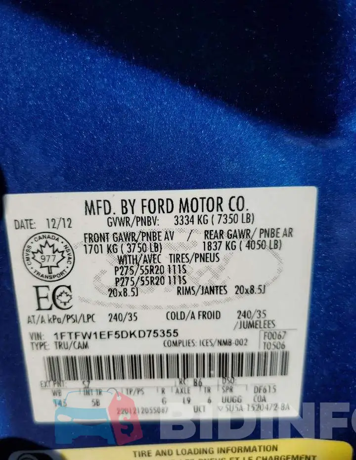 1FTFW1EF5DKD75355 Photo# 10