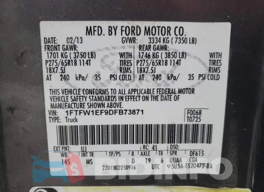 1FTFW1EF9DFB73871 Photo# 13