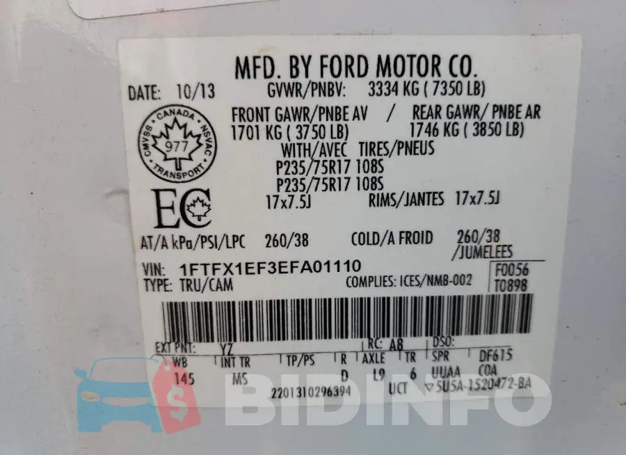 1FTFX1EF3EFA01110 Photo# 10