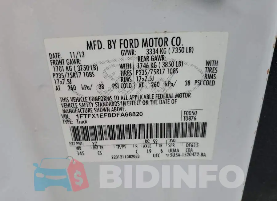 1FTFX1EF8DFA68820 Photo# 13