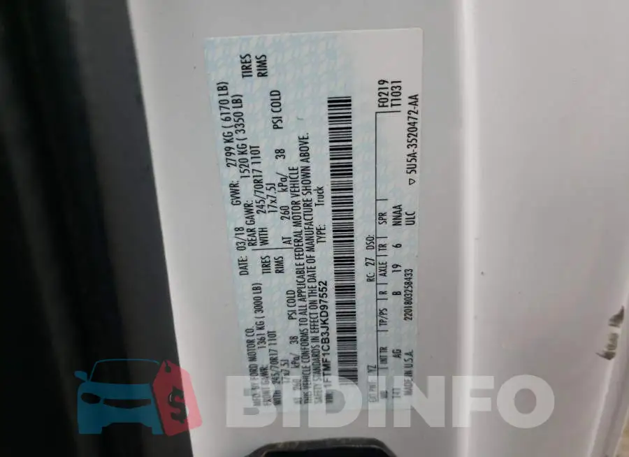 1FTMF1CB3JKD97552 Photo# 10