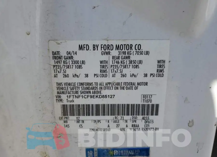 1FTNF1CF9EKD85127 Photo# 10