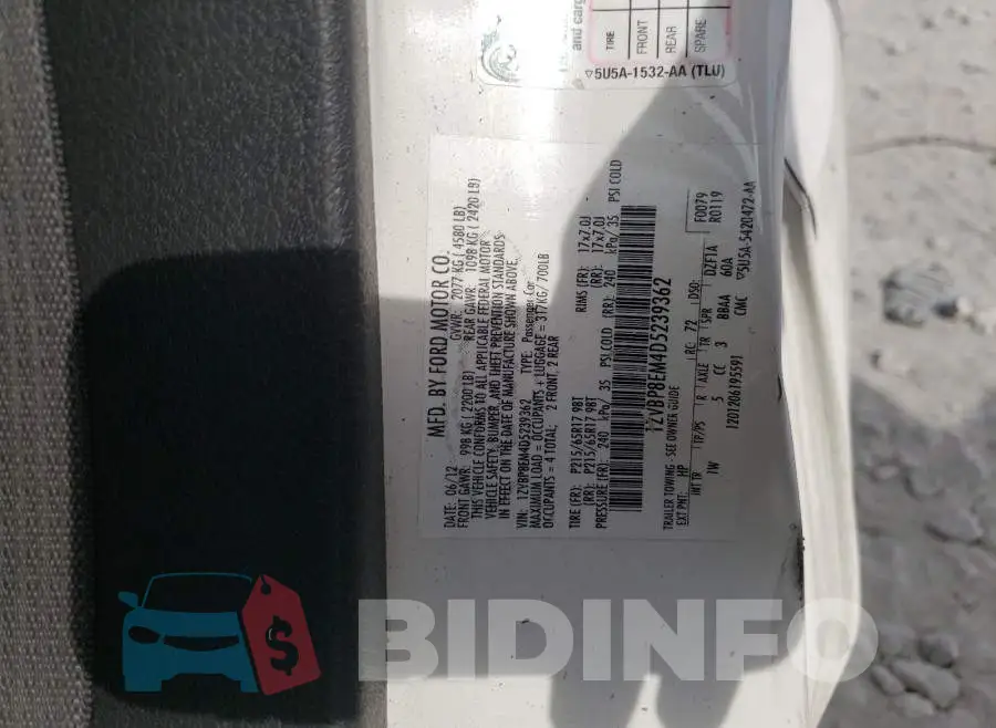 1ZVBP8EM4D5239362 Photo# 10
