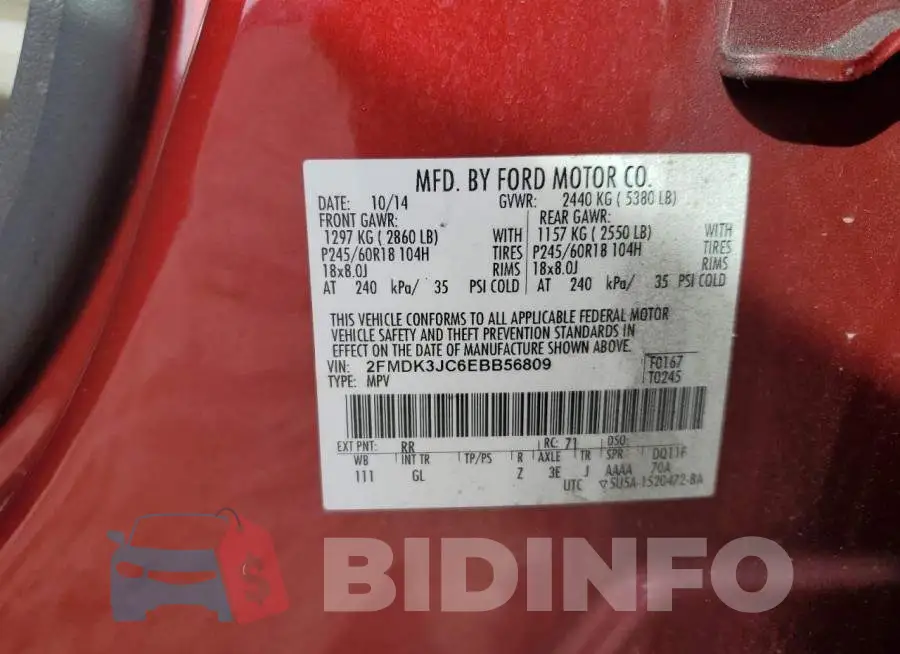 2FMDK3JC6EBB56809 Photo# 10