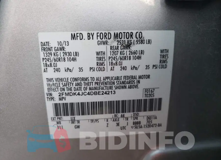2FMDK4JC4DBE24213 Photo# 10
