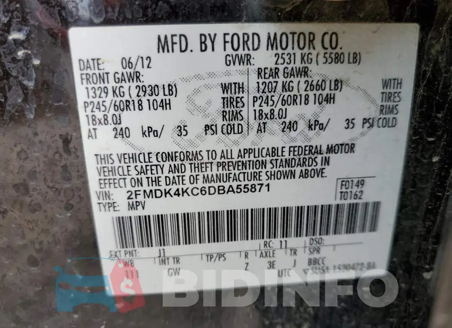 2FMDK4KC6DBA55871 Photo# 10