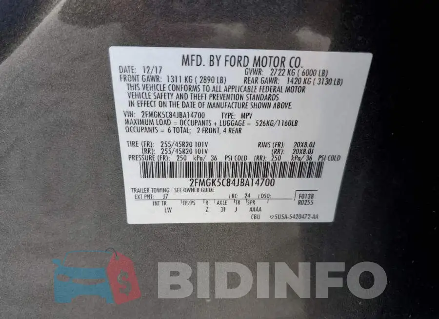 2FMGK5C84JBA14700 Photo# 13
