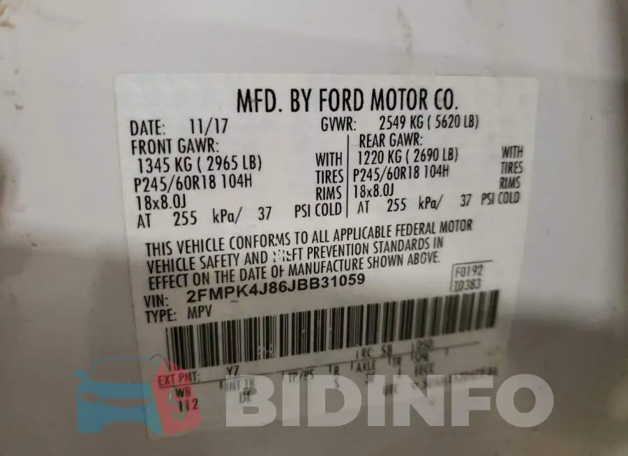 2FMPK4J86JBB31059 Photo# 10