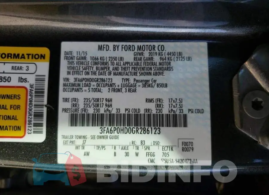 3FA6P0HD0GR286123 Photo# 10