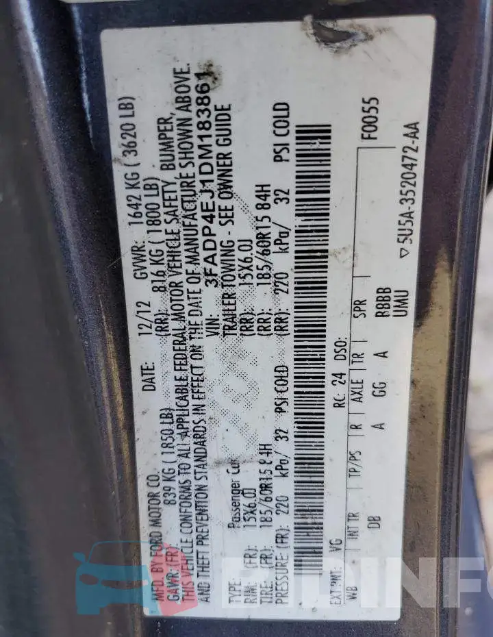 3FADP4EJ1DM183861 Photo# 12