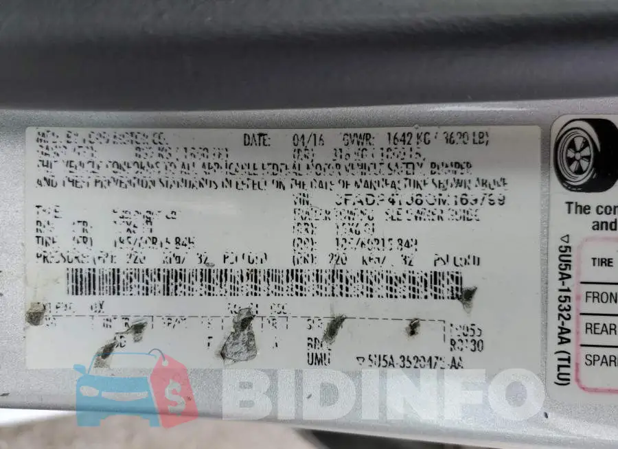 3FADP4TJ8GM169799 Photo# 14