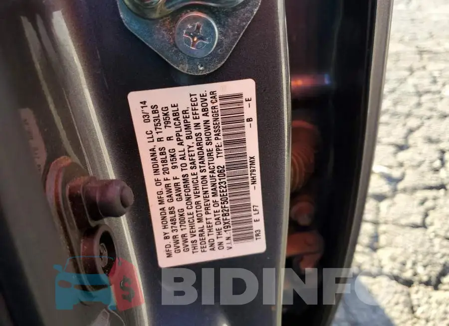 19XFB2F50EE231062 Photo# 13