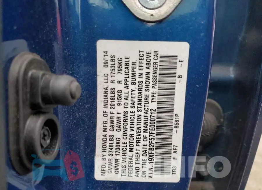 19XFB2F57FE000712 Photo# 10