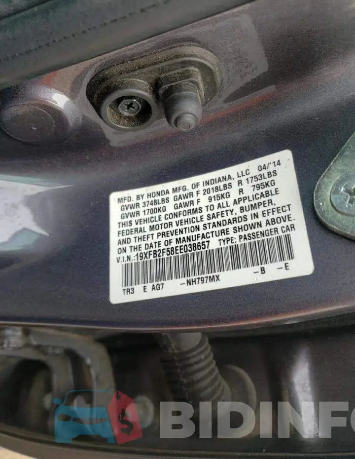 19XFB2F58EE038657 Photo# 12