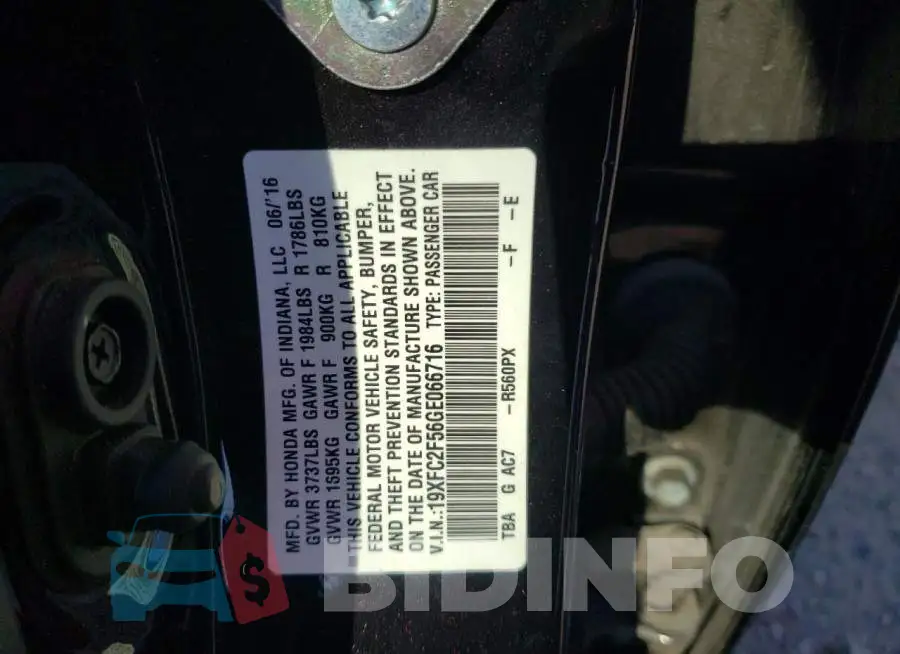 19XFC2F56GE066716 Photo# 10