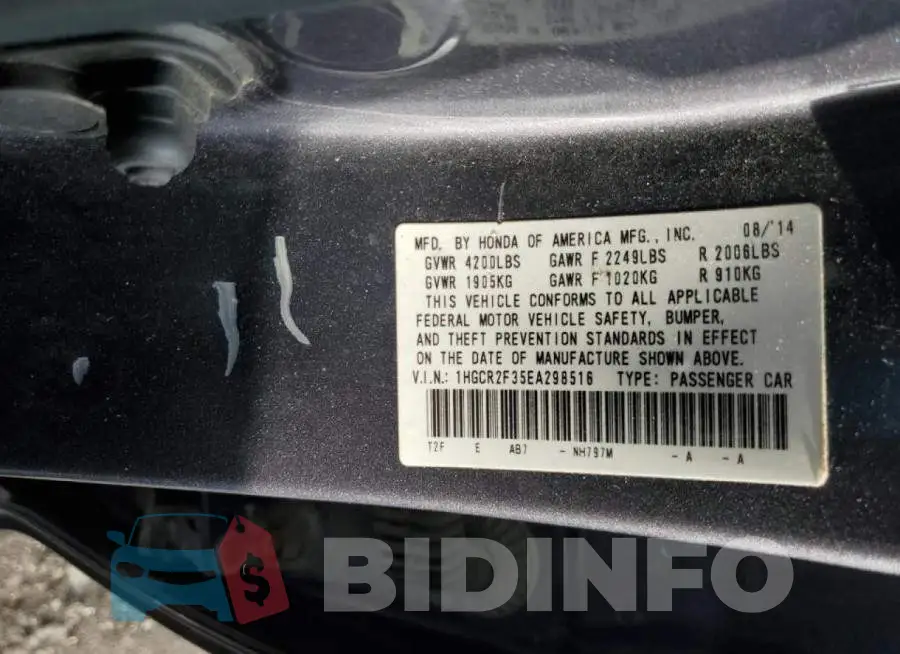 1HGCR2F35EA298516 Photo# 12