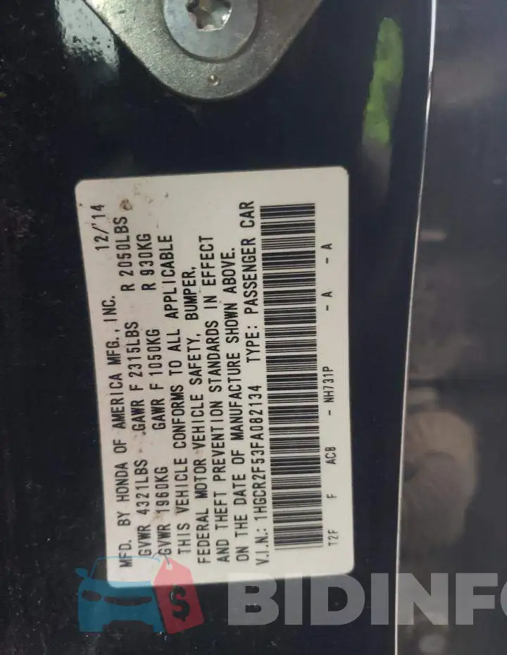 1HGCR2F53FA082134 Photo# 13